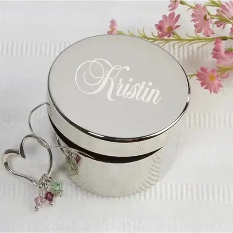 Personalized Silver Keepsake Box