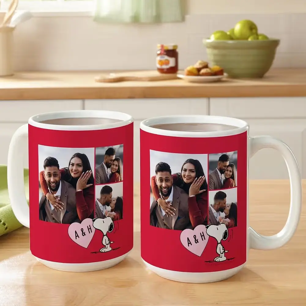Snoopy Heart Initials Photo Mug