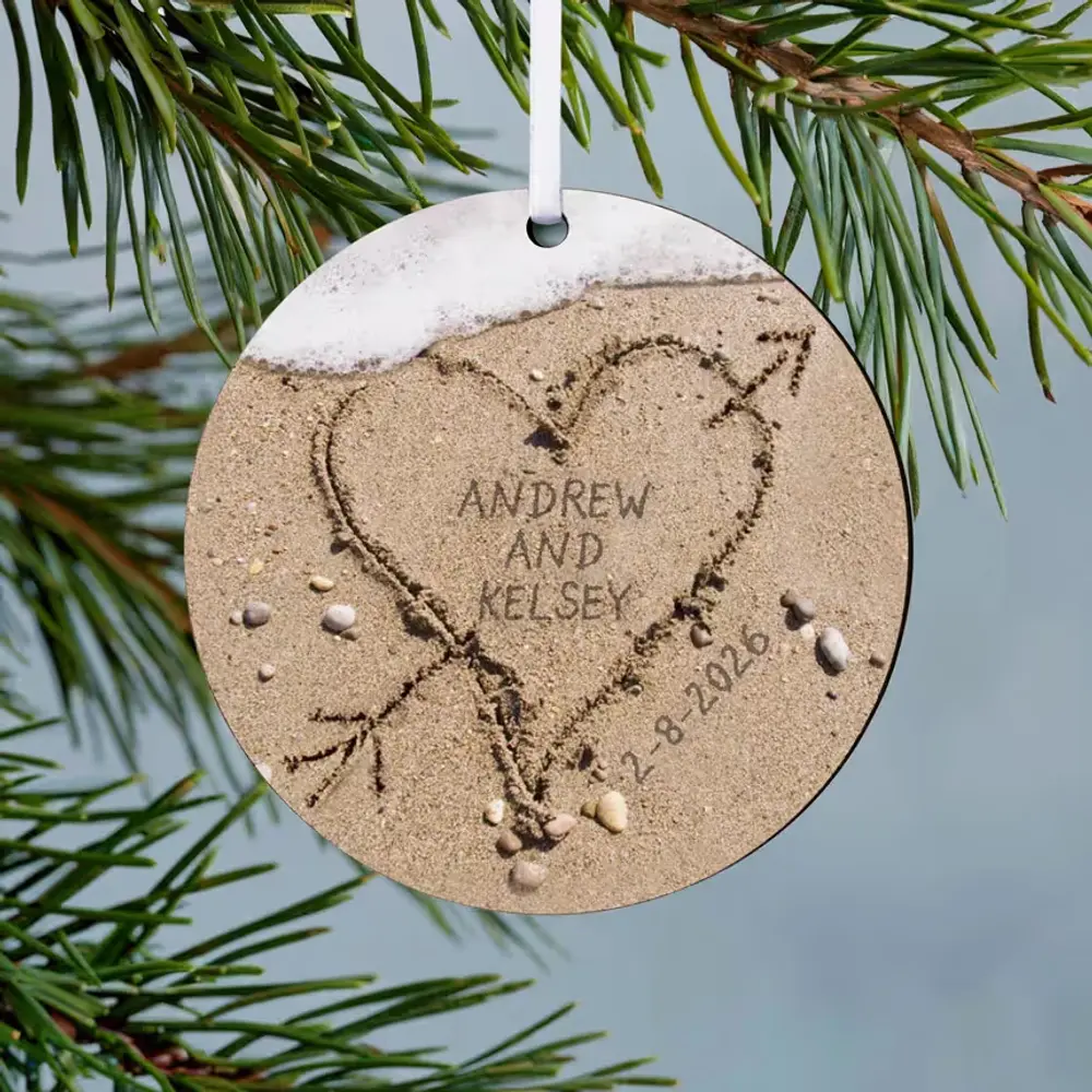 Heart in the Sand Round Ornament