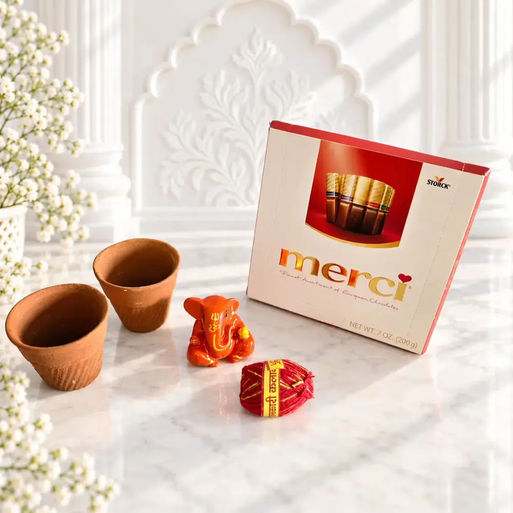 Ganesha Idol, Kulhads & Merci Chocolates