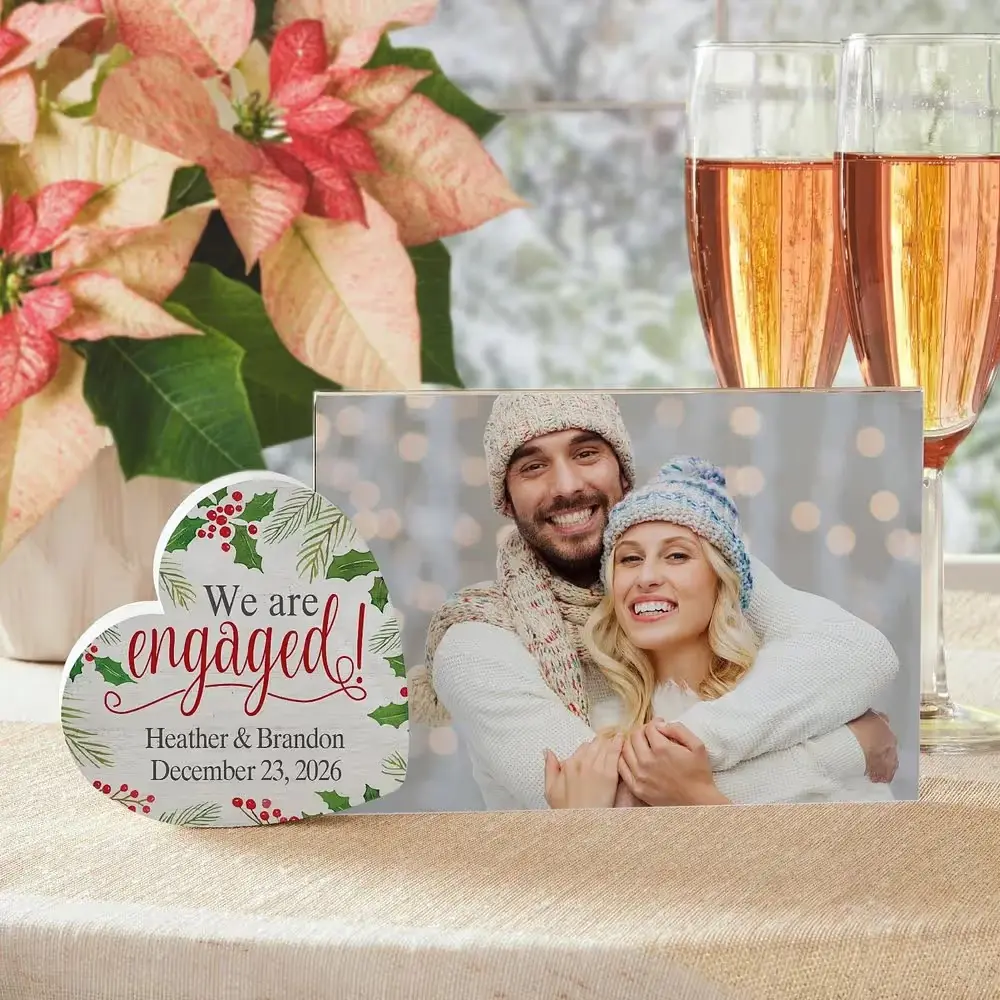 We're Engaged Heart Photo Frame