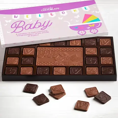 Personalized Baby Girl Chocolate Box, 1 lb