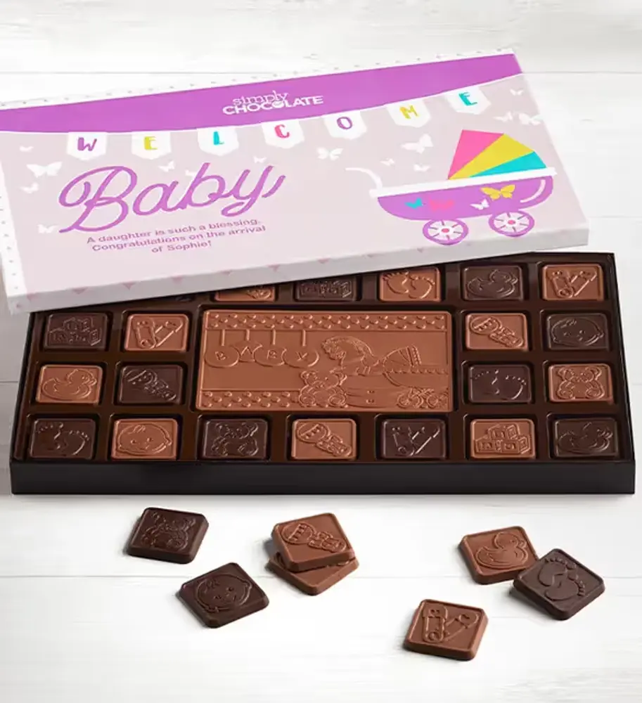 Personalized Baby Girl Chocolate Box, 1 lb