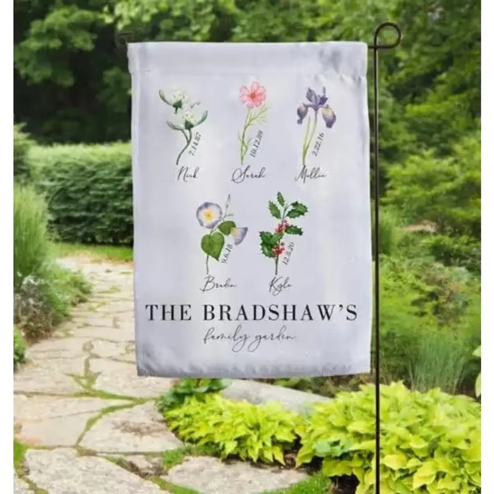 Personalized Birth Month Flower Garden Flag