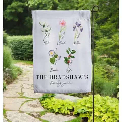 Personalized Birth Month Flower Garden Flag