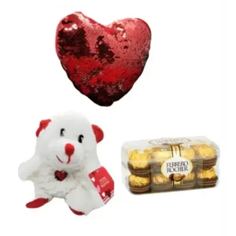 Teddy, Heart Pillow & Ferrero