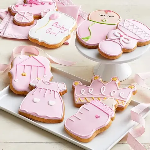 Welcome Baby Girl Iced Butter Cookies