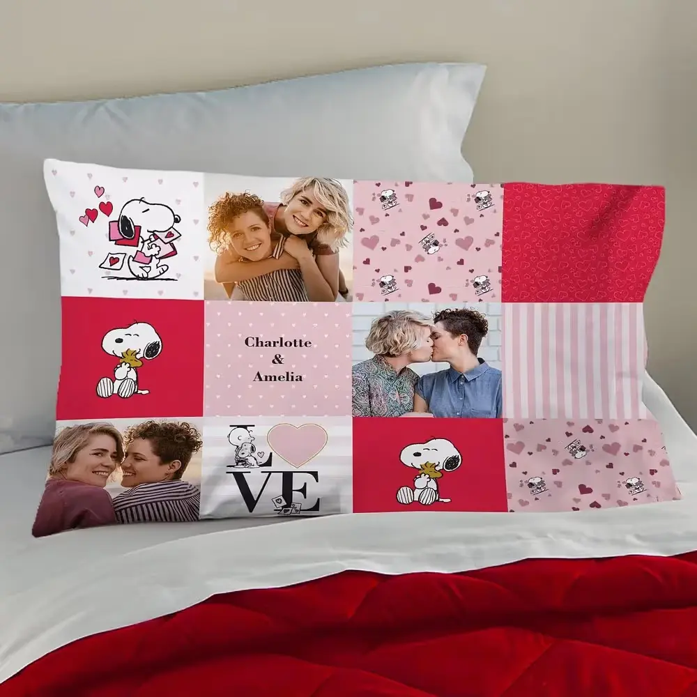 Snoopy Patchwork Photo Pillowcase