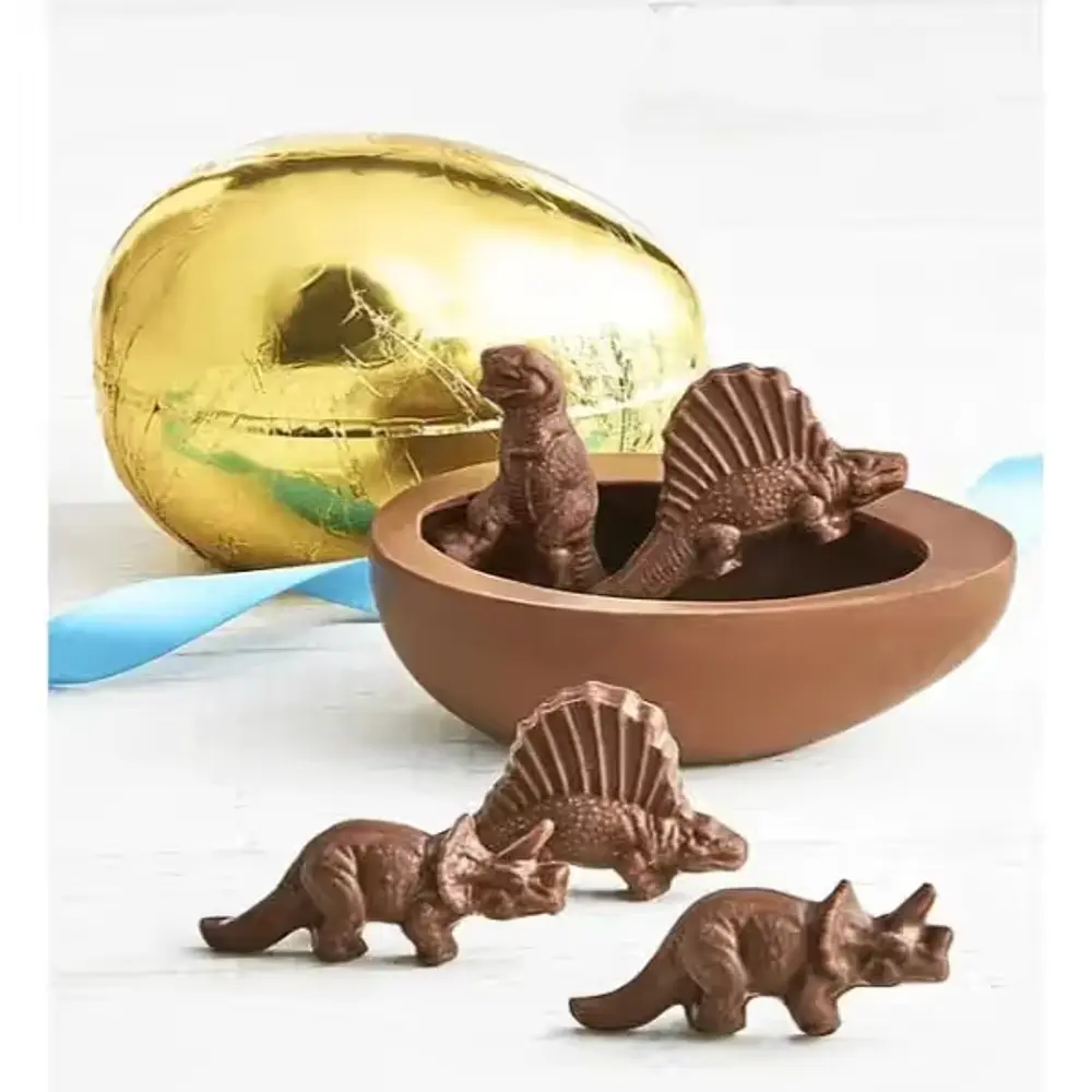 Foil-Wrapped Chocolate Egg with Dinosaurs