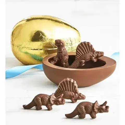 Foil-Wrapped Chocolate Egg with Dinosaurs