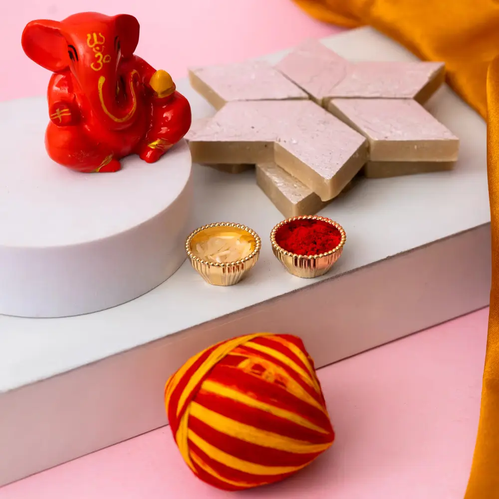 Bhai Dooj Ganesha, Kaju Katli & Mauli