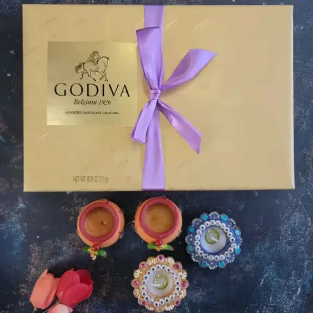 Four Diyas & Godiva Truffles