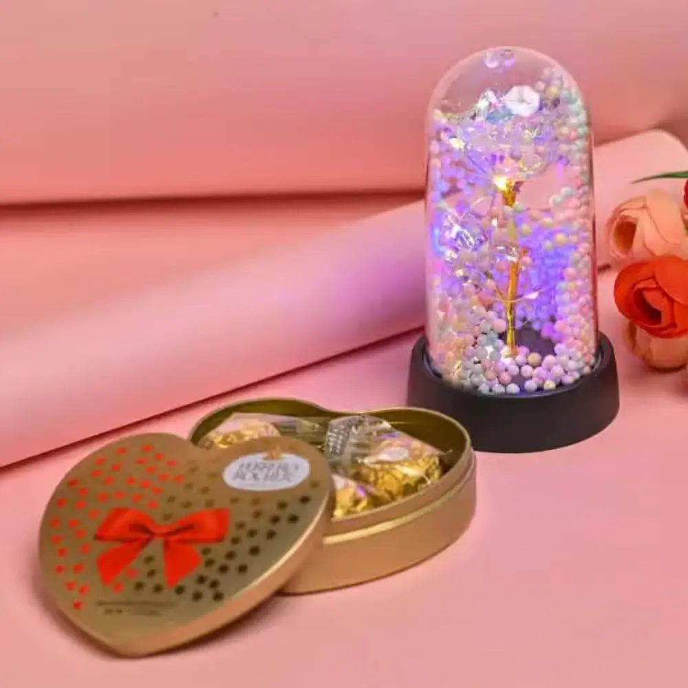 LED Eternal Rose & Ferrero Heart