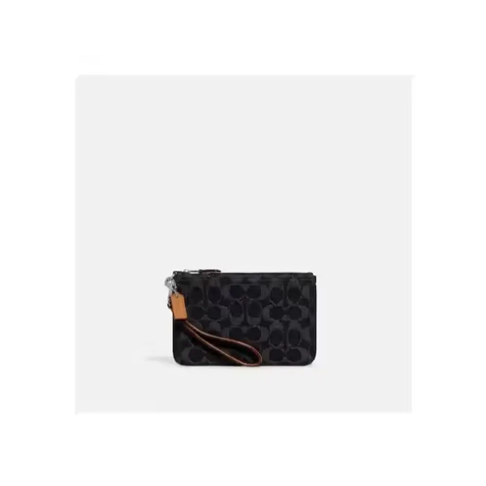 Black Denim Small Wristlet
