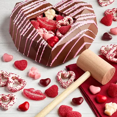 Breakable Belgian Chocolate Heart with Mallet
