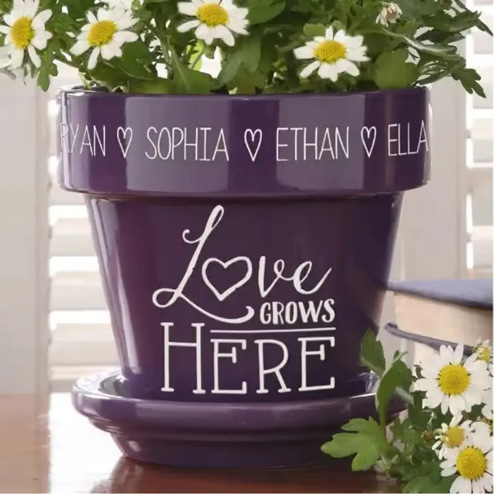 Personalized Love Grows Here Flower Pot
