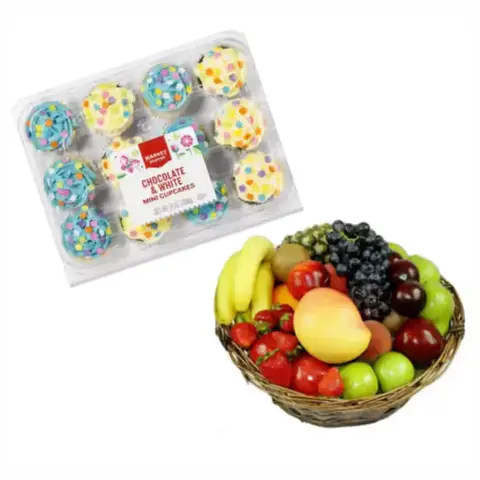 Assorted Cupcakes & Fresh Fruit Basket