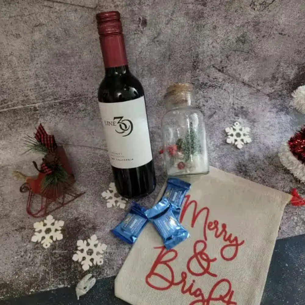 Christmas Cabernet, Chocolates & Glass Jar