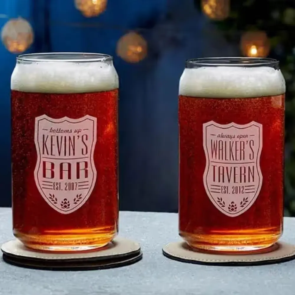 Personalized Beer Can Glass