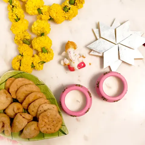 Diyas, Ganesha, Snacks & Kaju Katli
