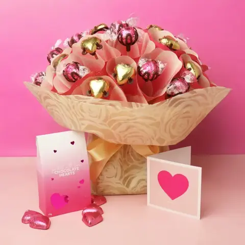 Mum's Tulip Chocolate Hearts Gift Bundle
