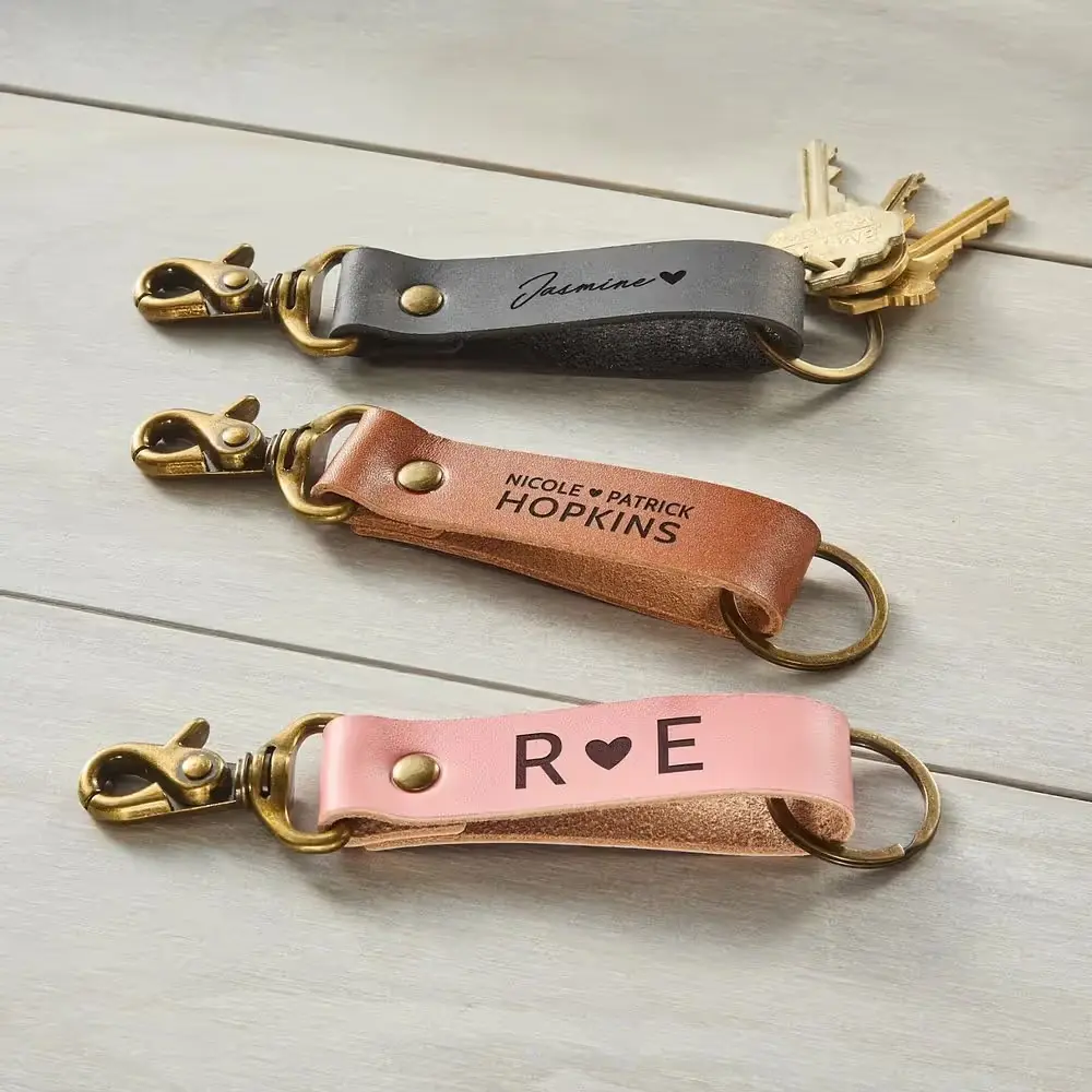 Personalized LOVE Leather Keychain
