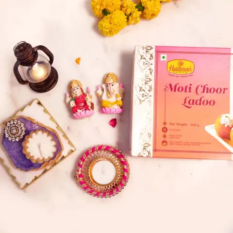 Laxmi Ganesha, Lantern, Diyas & Laddoo
