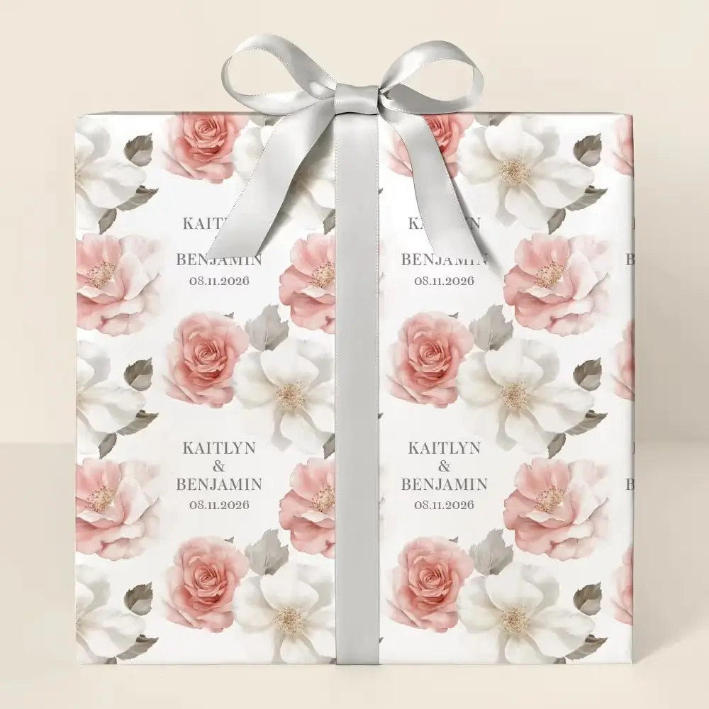Personalized Floral Wedding Wrapping Paper