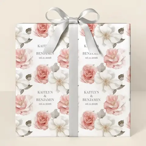 Personalized Floral Wedding Wrapping Paper