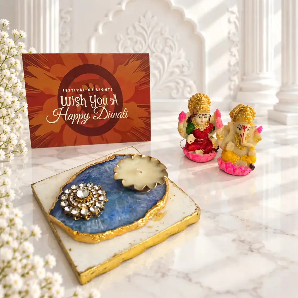 Laxmi Ganesha, Diya & Diwali Tray