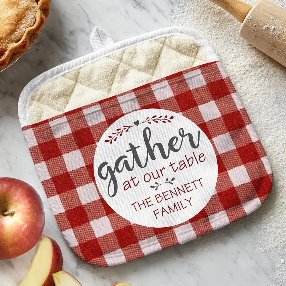 Family Gather Gingham Pot Holder
