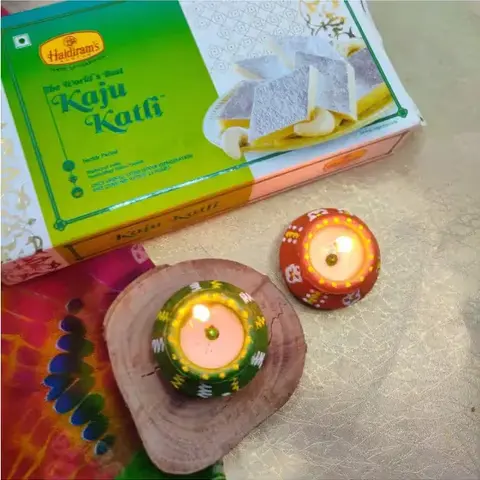 Diya Set with Kaju Katli
