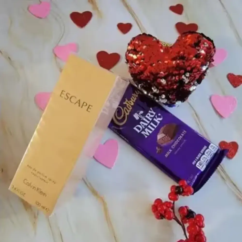 Escape Perfume, Pillow & Dairy Milk
