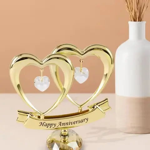 Happy Anniversary Crystal Double Heart