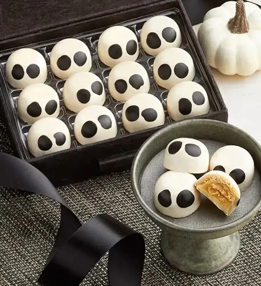 Hand-Painted Pumpkin Ganache Ghost Bonbons