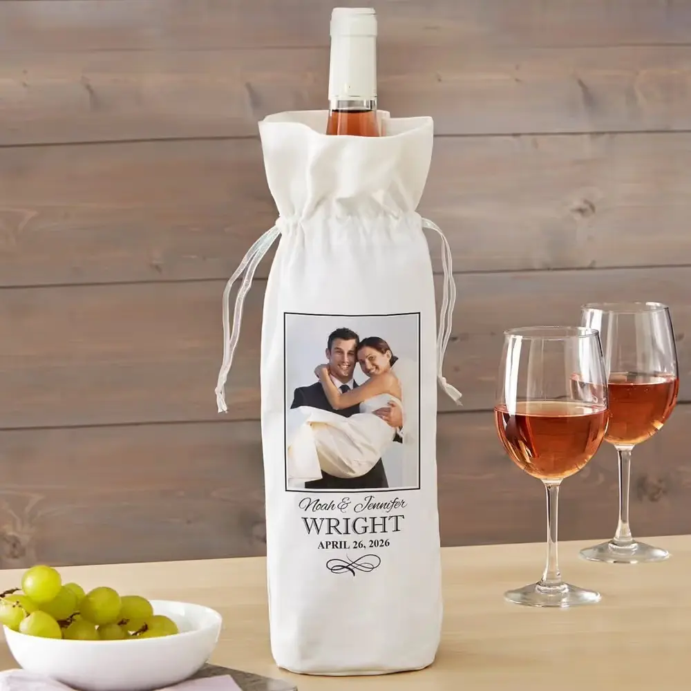 Personalized Wedding Photo Wine Bag