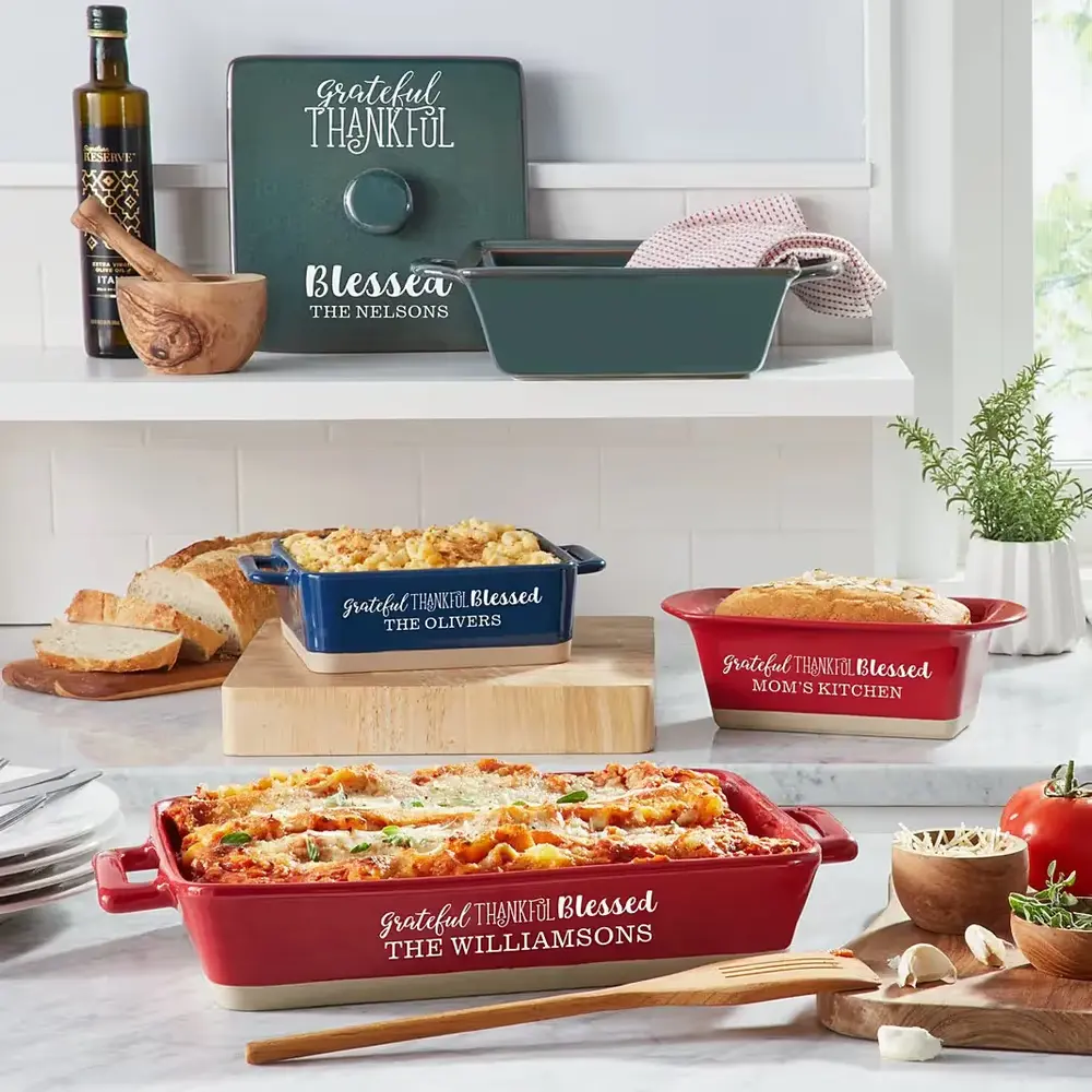 Personalized Grateful Stoneware Baking Dish