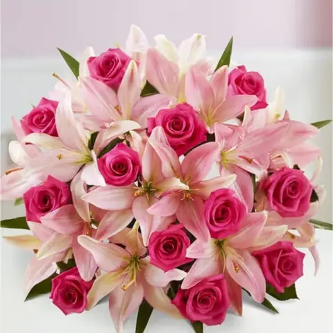Pink Roses & Lilies Bouquet
