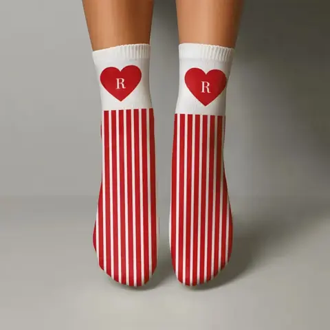 Personalized Initial Heart Stripe Socks