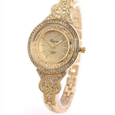 Women's Gold Crystal Heart Bracelet Watch