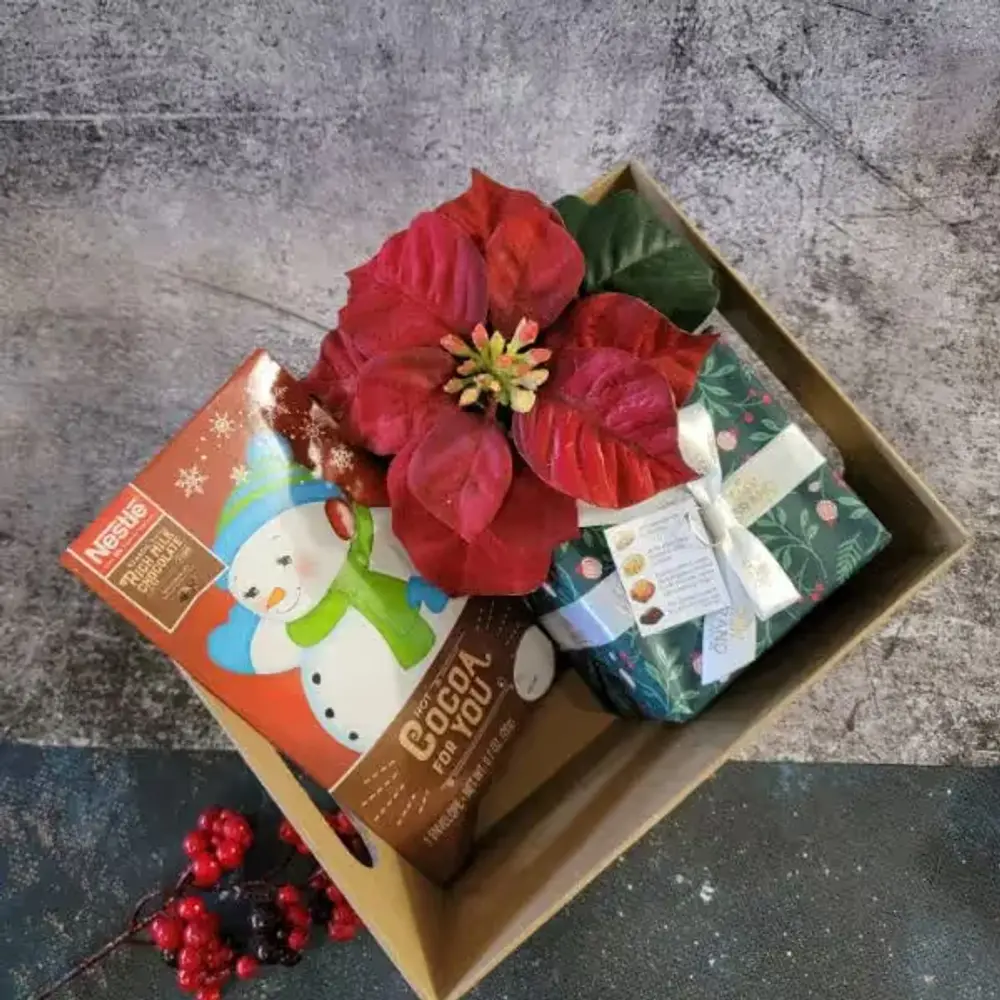 Hot Cocoa, Belgian Chocolates & Poinsettia