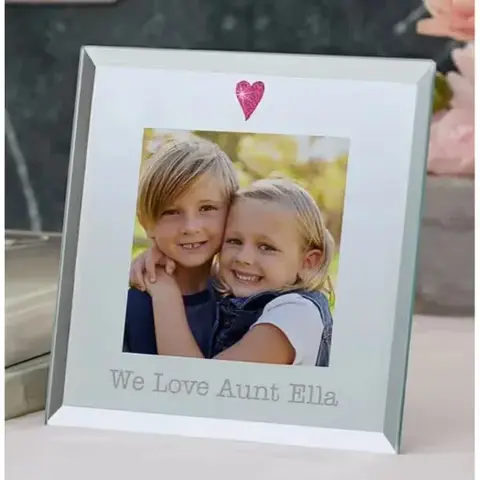 Personalized Pink Heart Mirror Frame