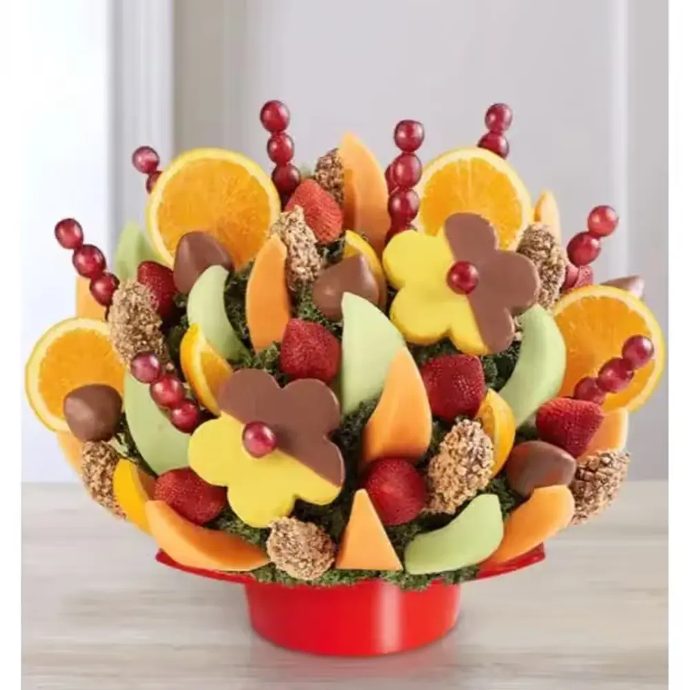 Abundant Fresh Fruit & Dipped Arrangement | CakesnFlowers.com