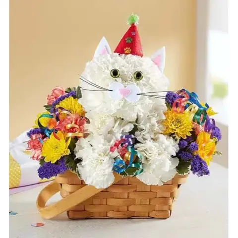 Purrfect Party Cat Flower Arrangement