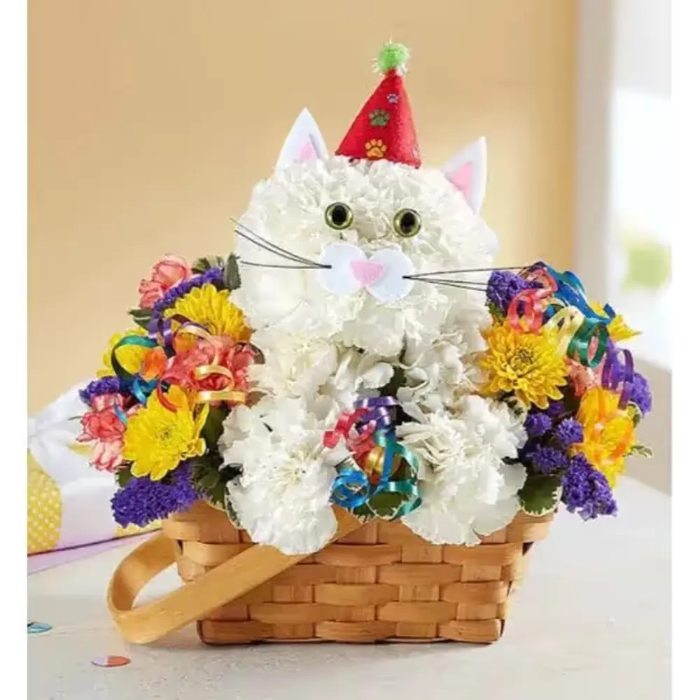 Purrfect Party Cat Flower Arrangement