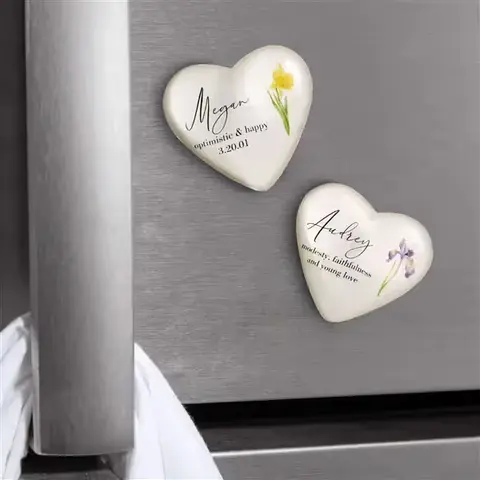 Personalized Birth Flower Heart Magnet