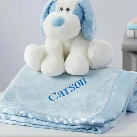 Personalized Satin-Edged Blanket & Plush Puppy