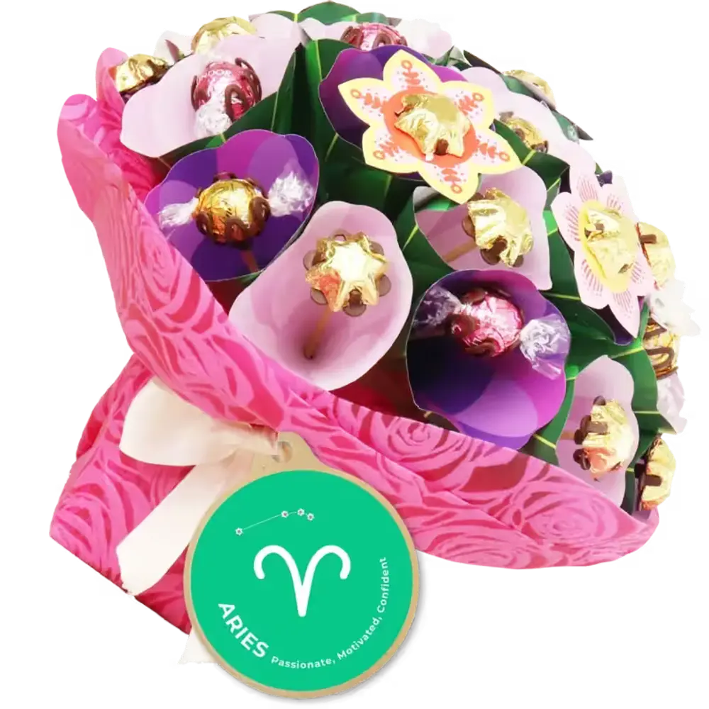 Leo Zodiac Bright Flower Chocolate Bouquet