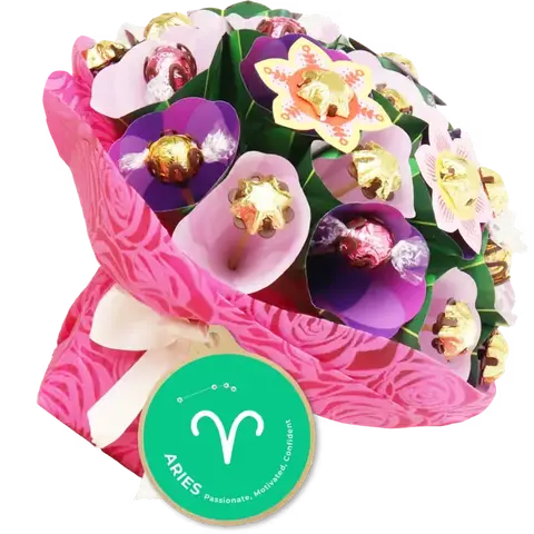 Leo Zodiac Bright Flower Chocolate Bouquet