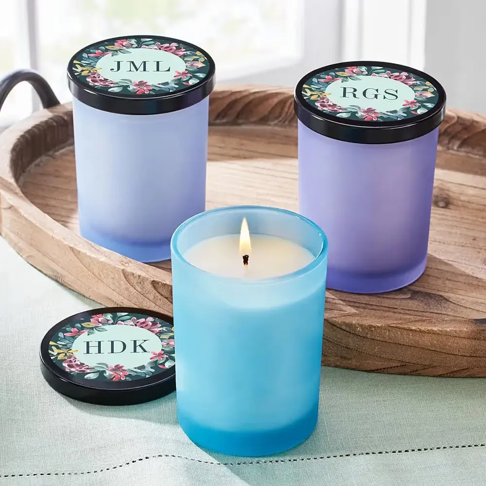Monogrammed Floral Border Candle